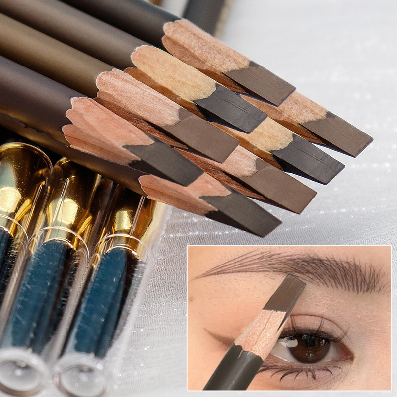 Eyebrow Pomade Pencil - Caneta de sobrancelha impermeável com pincel,