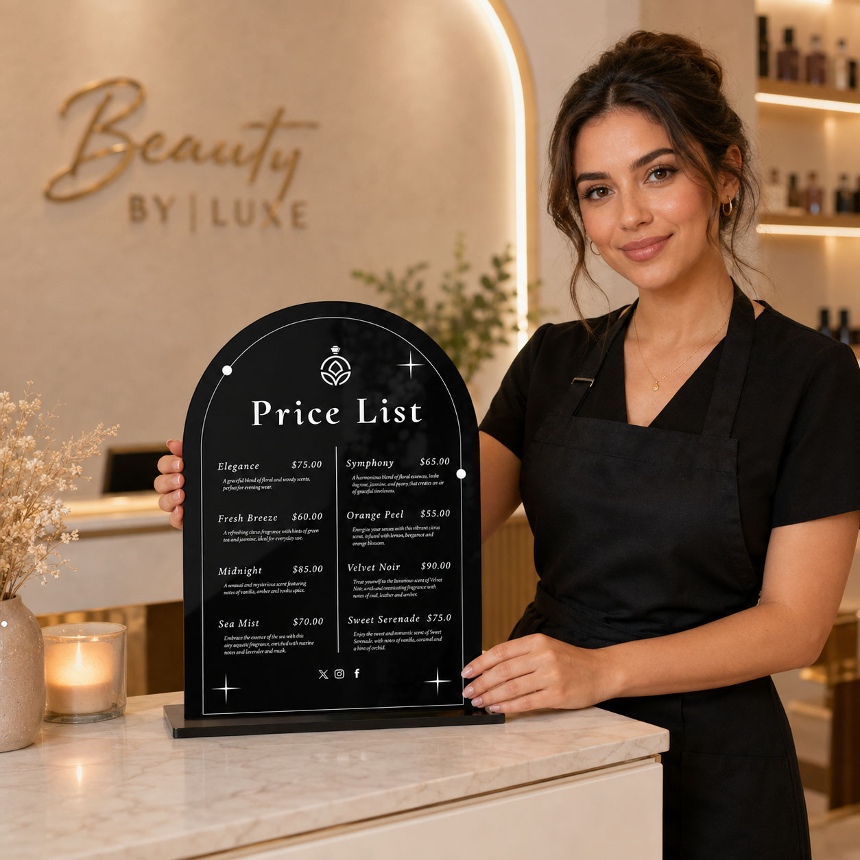 Placa de Preços em Acrílico Pe - Beauty Makeup List avaliação e preço